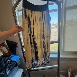 Navy Blue and Cream Tie-Dye dress